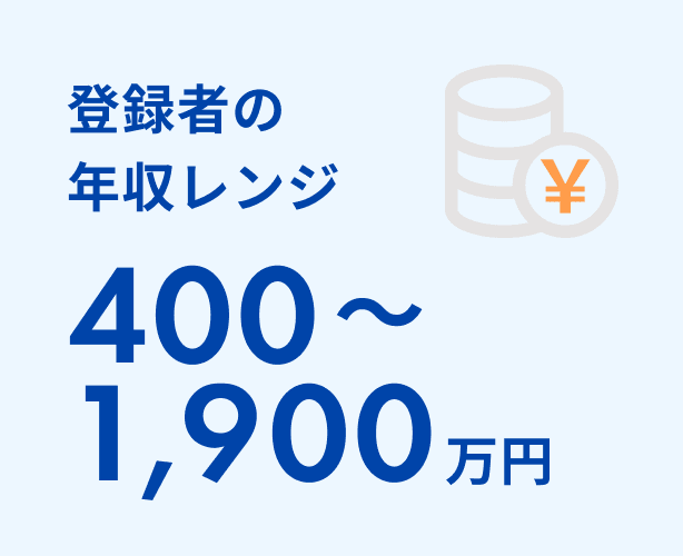 登録者の年収レンジは、400~1,900万円